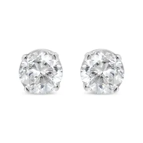 10K White Gold 3/8 Cttw Round Brilliant-Cut Near Colorless Diamond Classic 4-Prong Stud Earrings (H-I Color, I2-I3 Clarity)