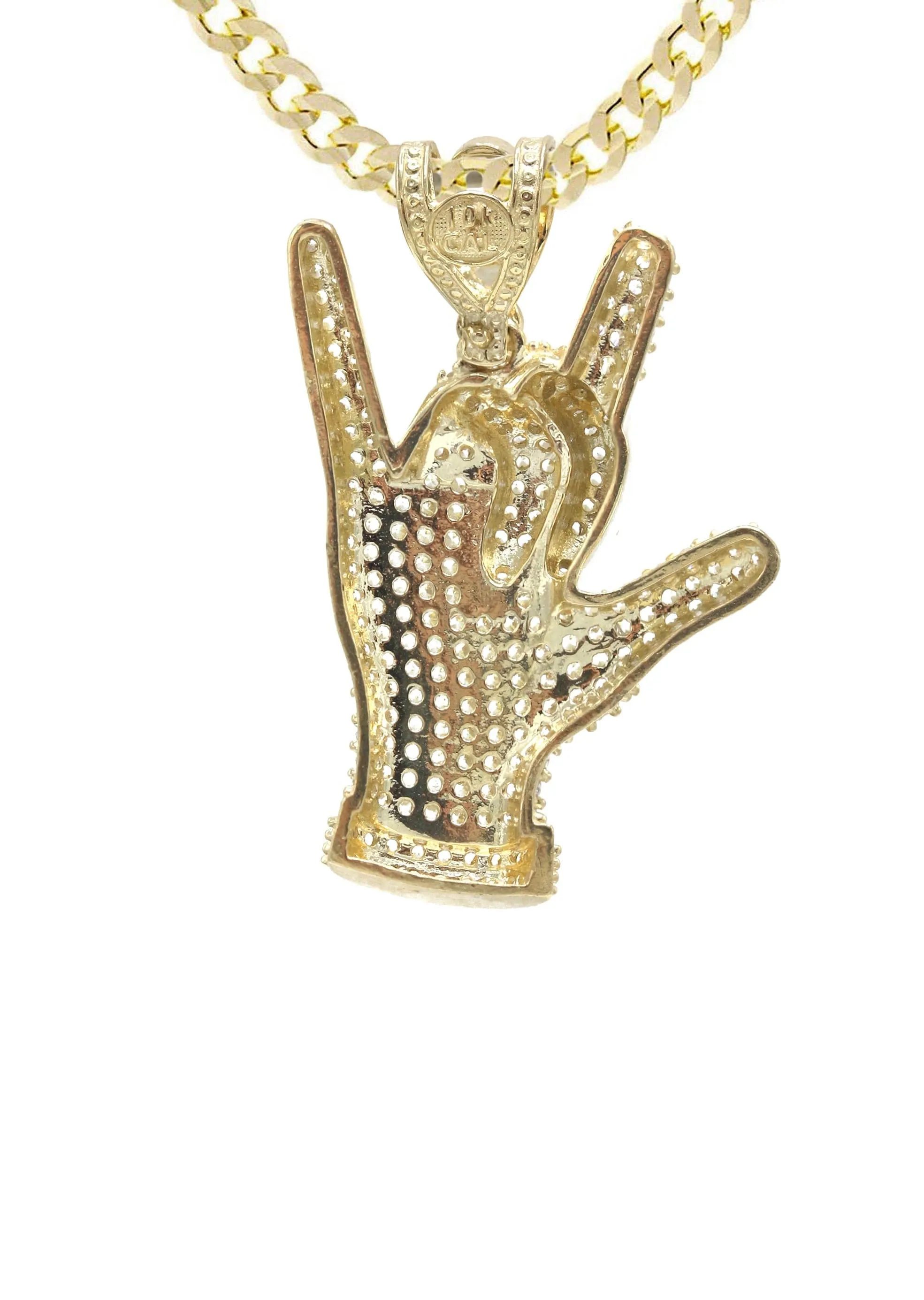 10K Yellow Gold Hand Horns Necklace | Appx. 16.4 Grams