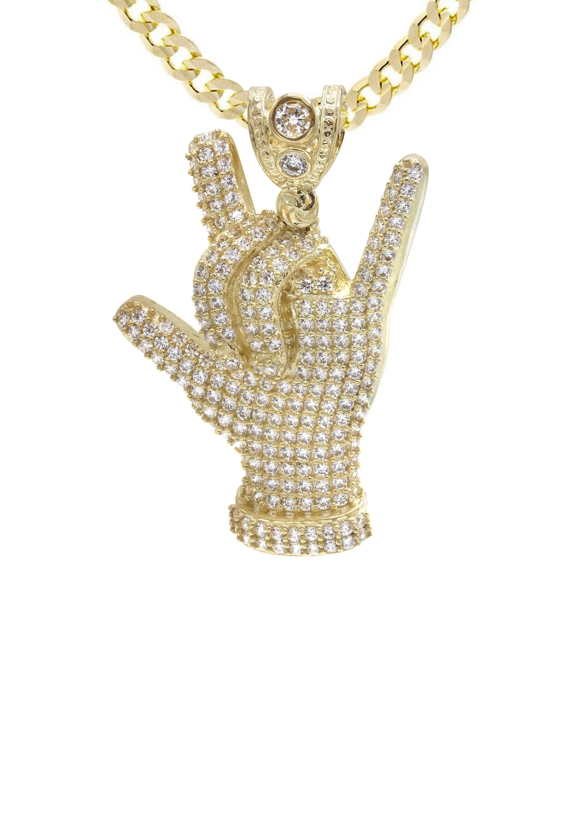 10K Yellow Gold Hand Horns Necklace | Appx. 16.4 Grams
