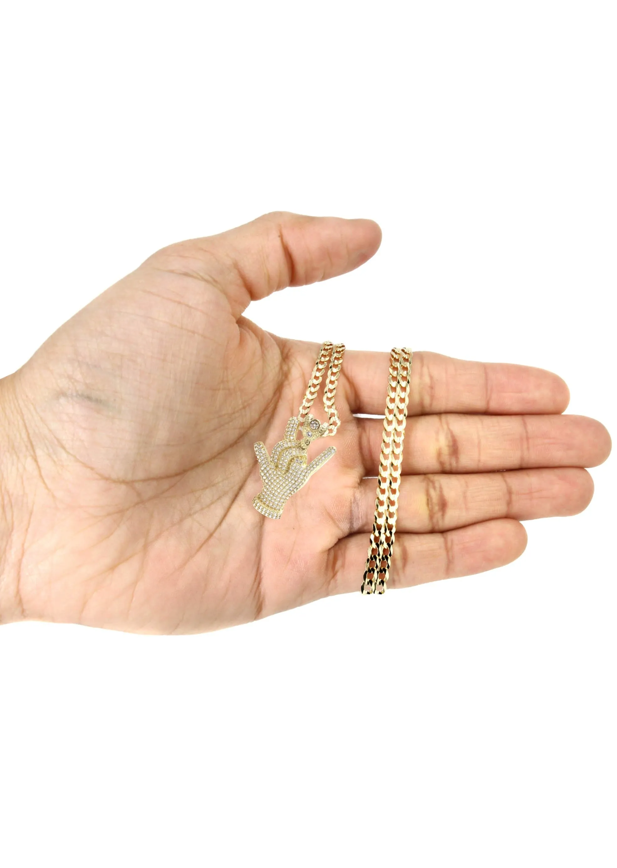 10K Yellow Gold Hand Horns Necklace | Appx. 16.4 Grams