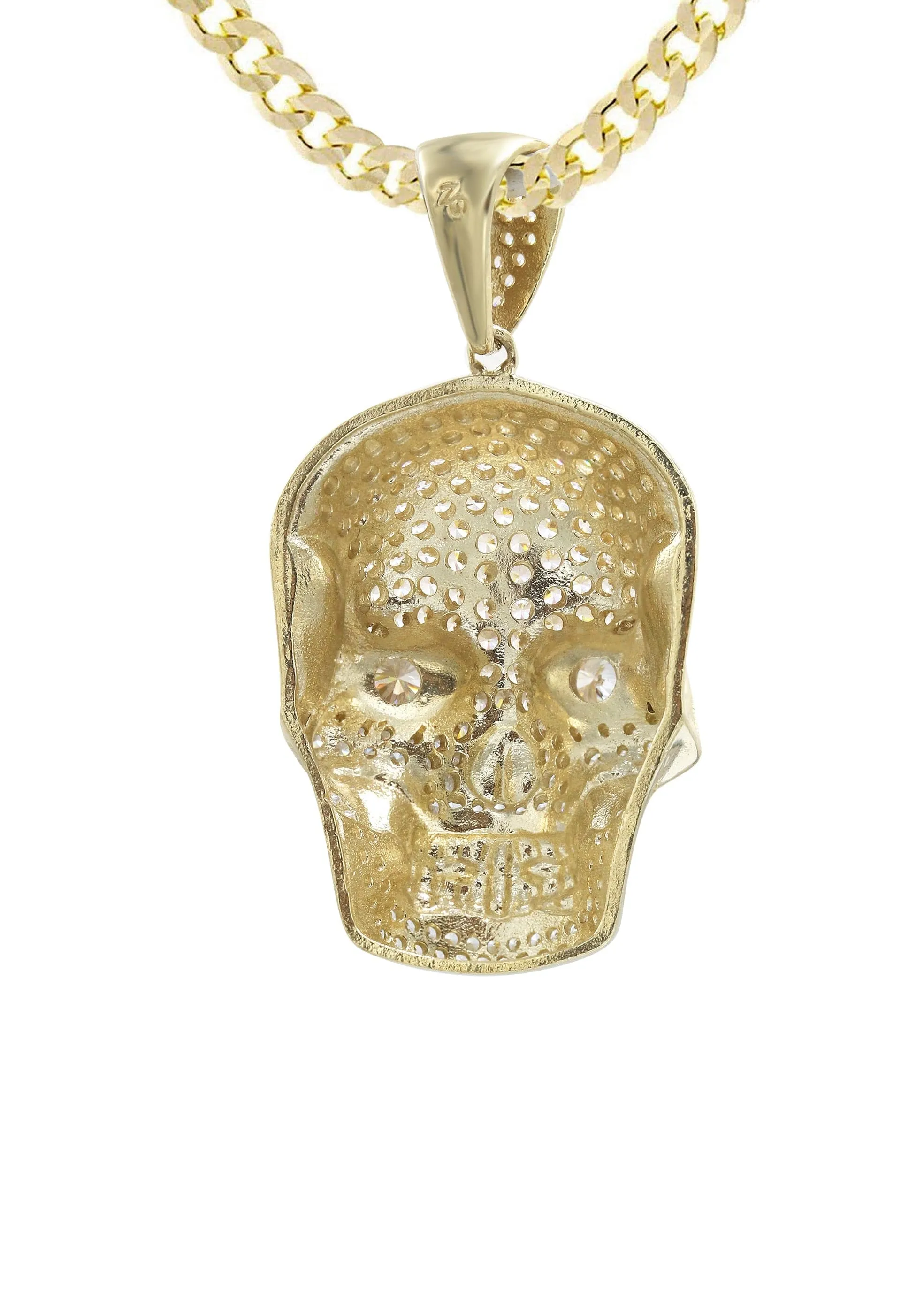 10K Yellow Gold Skull Head Necklace | Appx. 19.4 Grams