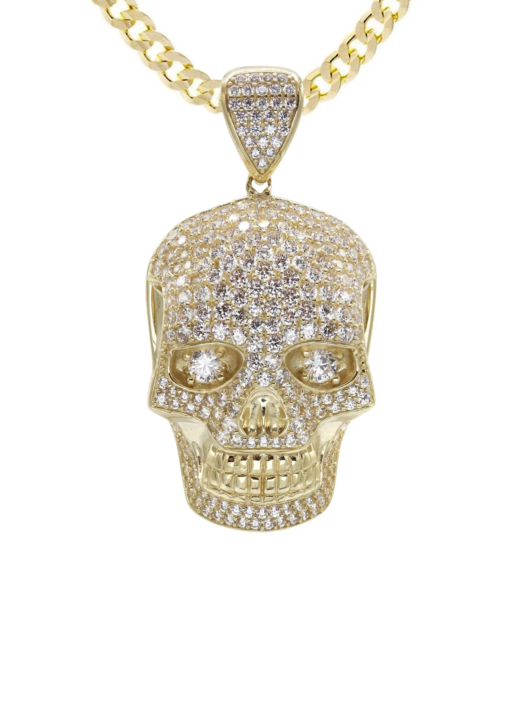 10K Yellow Gold Skull Head Necklace | Appx. 19.4 Grams