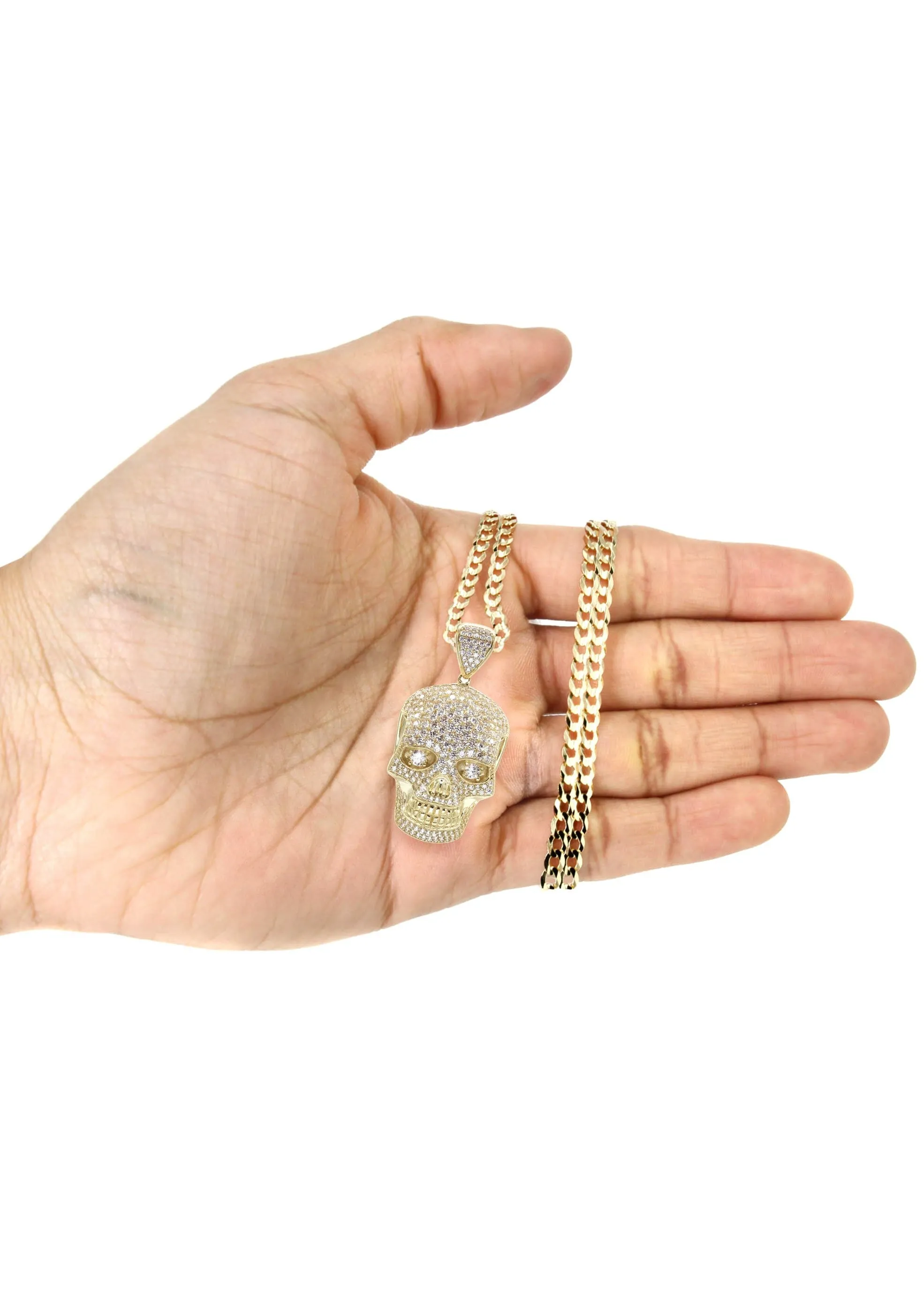 10K Yellow Gold Skull Head Necklace | Appx. 19.4 Grams