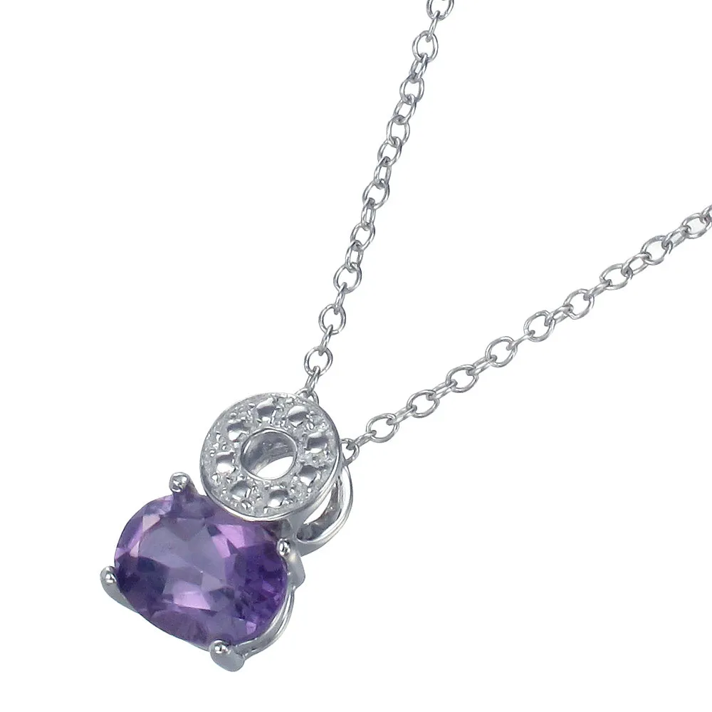 1.20 cttw Purple Amethyst Pendant Necklace .925 Sterling Silver 8x6 MM Oval