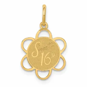 14 Yellow Gold Sweet Sixteen Disc Charm Pendant