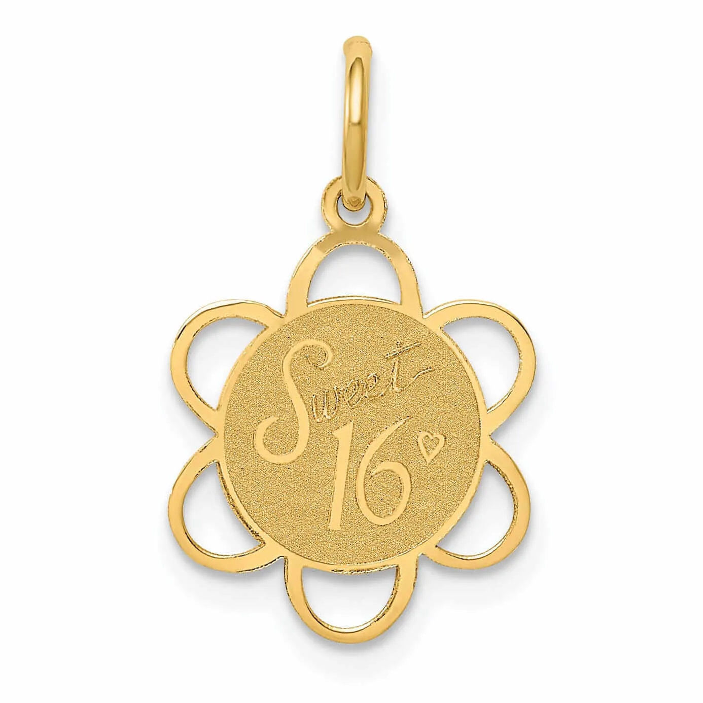 14 Yellow Gold Sweet Sixteen Disc Charm Pendant