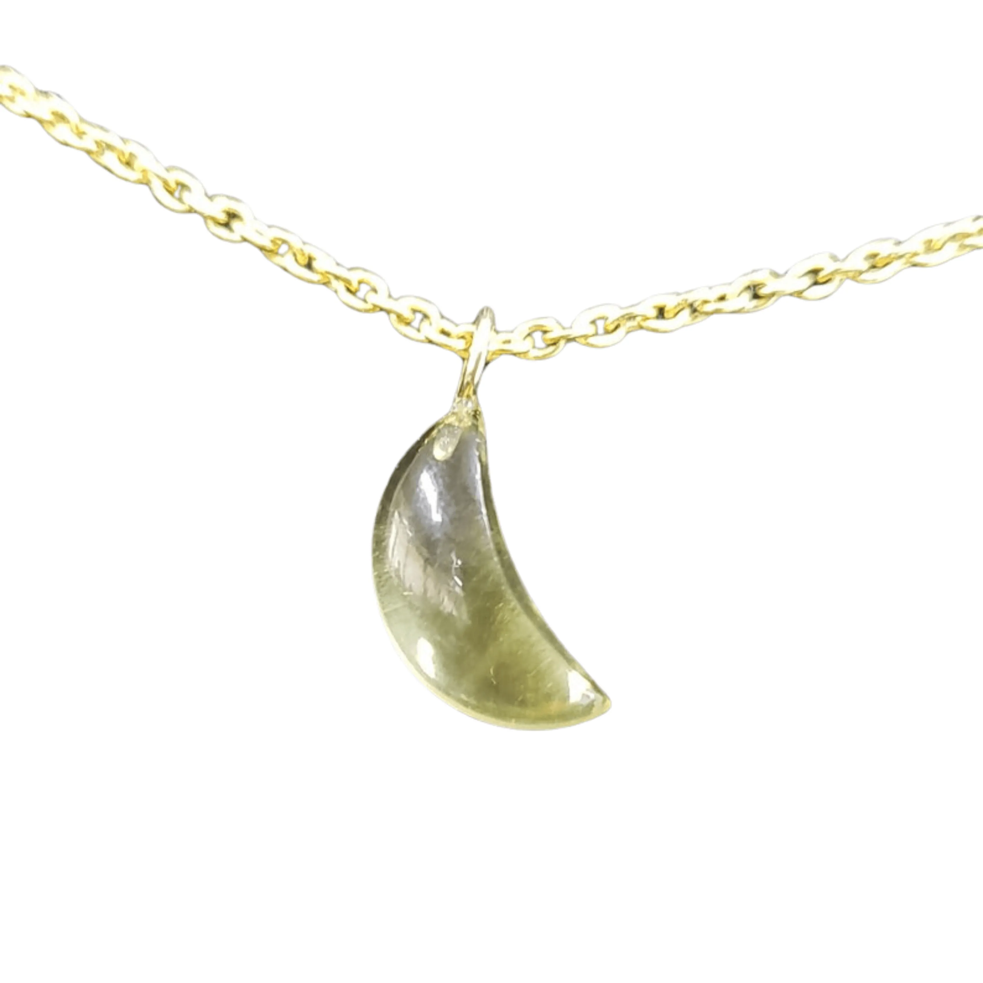 14k Gold Moon Lemon Quartz Pendant