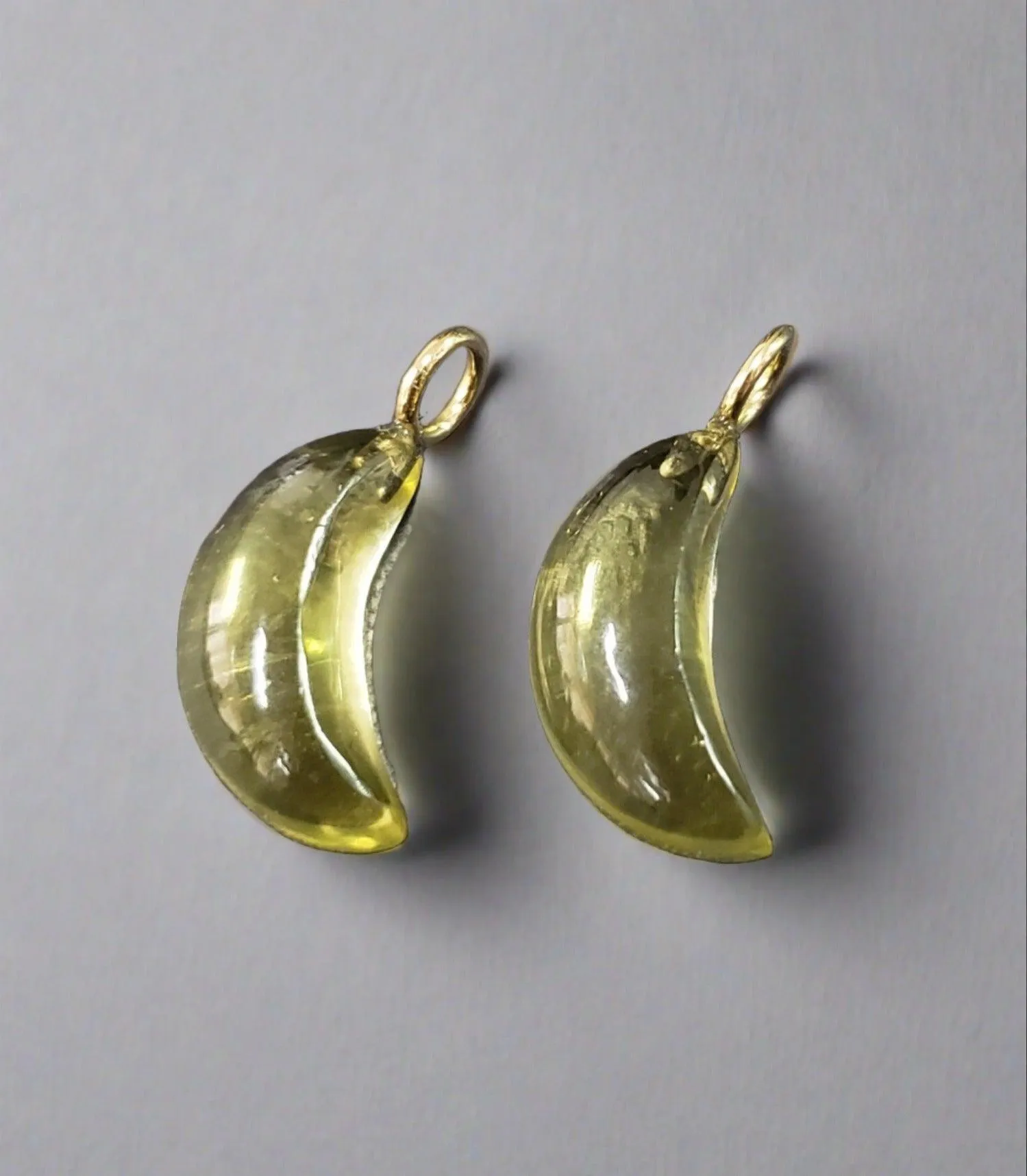 14k Gold Moon Lemon Quartz Pendant