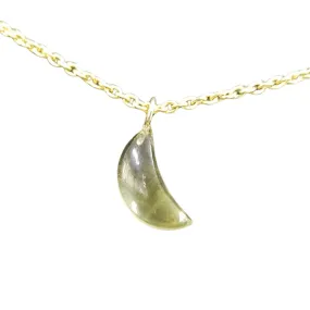 14k Gold Moon Lemon Quartz Pendant