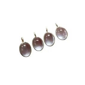 14k Gold Oval Cabochon Rose Quartz Charm