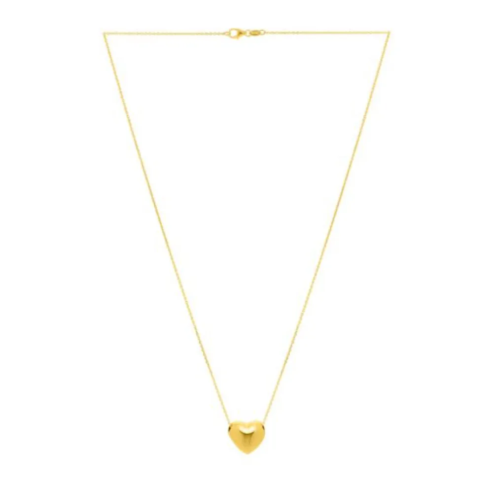 14k Gold Small Puffed Heart Pendant Necklace