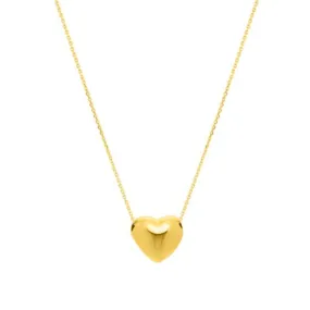 14k Gold Small Puffed Heart Pendant Necklace
