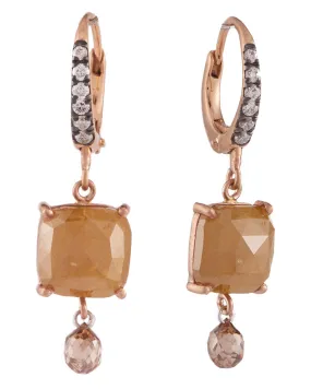 14k Rose Gold Diamond Dangle Earrings