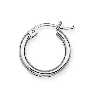 14K Round Tube Polished Hoop Earrings 2x15mm