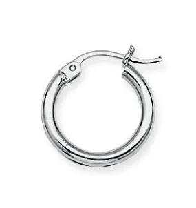 14K Round Tube Polished Hoop Earrings 2x15mm
