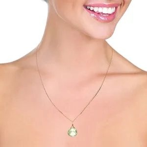 14K Solid Rose Gold Green Amethyst Necklace Jewelry