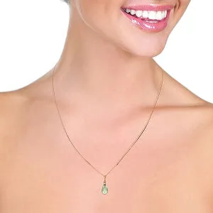 14K Solid Rose Gold Necklace w/ Natural Diamond & Green Amethyst