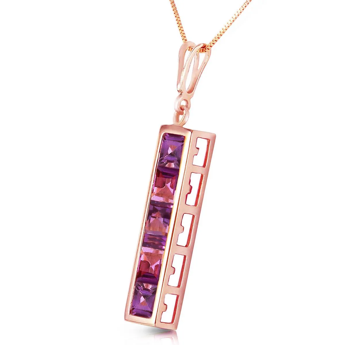 14K Solid Rose Gold Purple Amethyst Necklace Gemstone Series Imperial