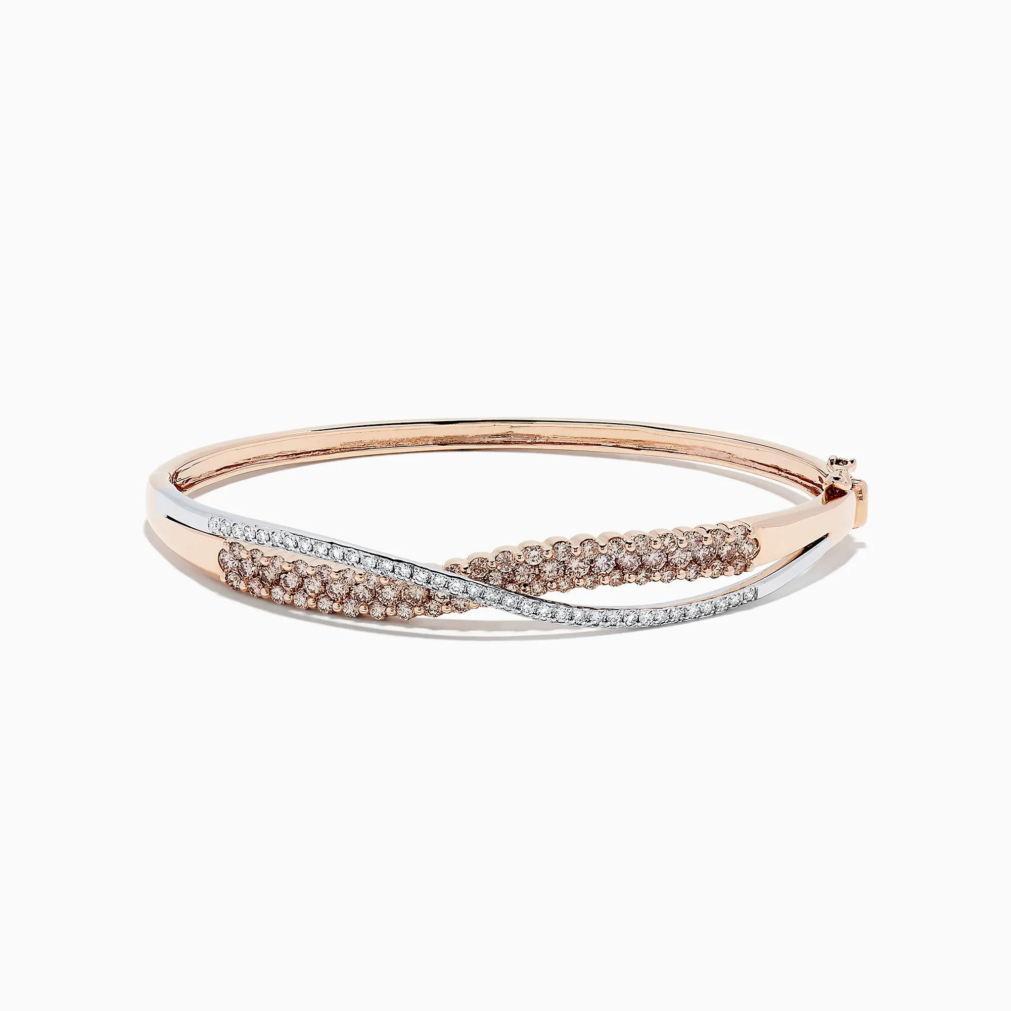 14K Two Tone Gold Espresso and White Diamond Crossover Bangle, 2.00 TCW