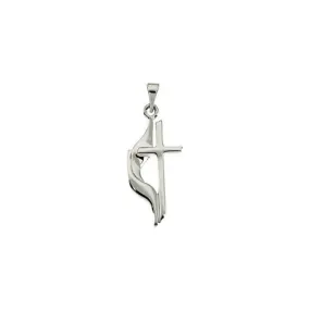 14K White 19x10 mm Methodist Cross Pendant
