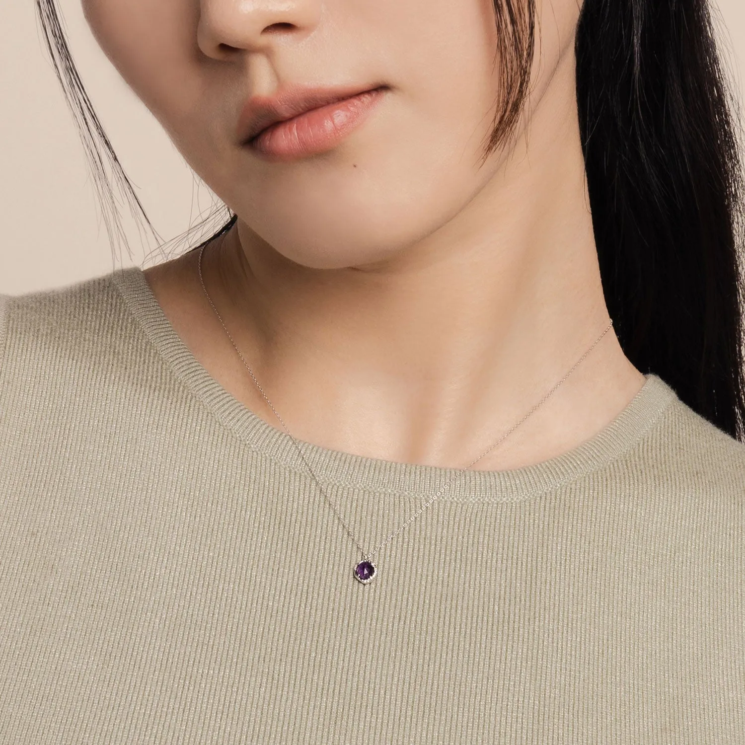 14k White Gold Madeline Amethyst Necklace