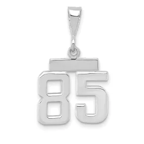 14k White Gold Polished Finish Small Size Number 85 Charm Pendant