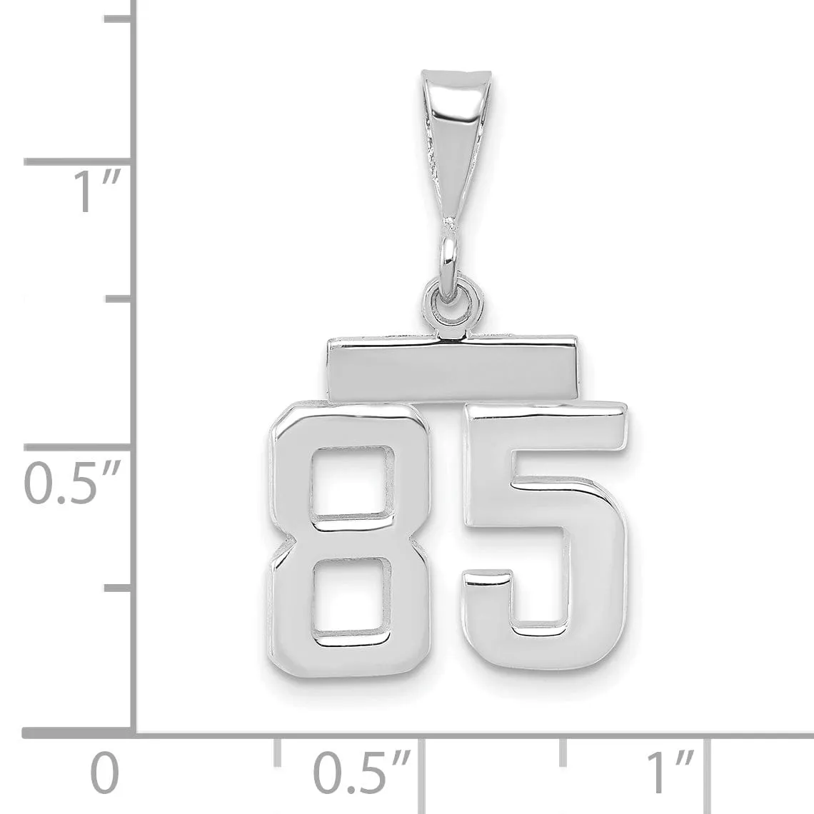 14k White Gold Polished Finish Small Size Number 85 Charm Pendant