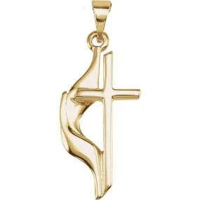 14K Yellow 19x10 mm Methodist Cross Pendant