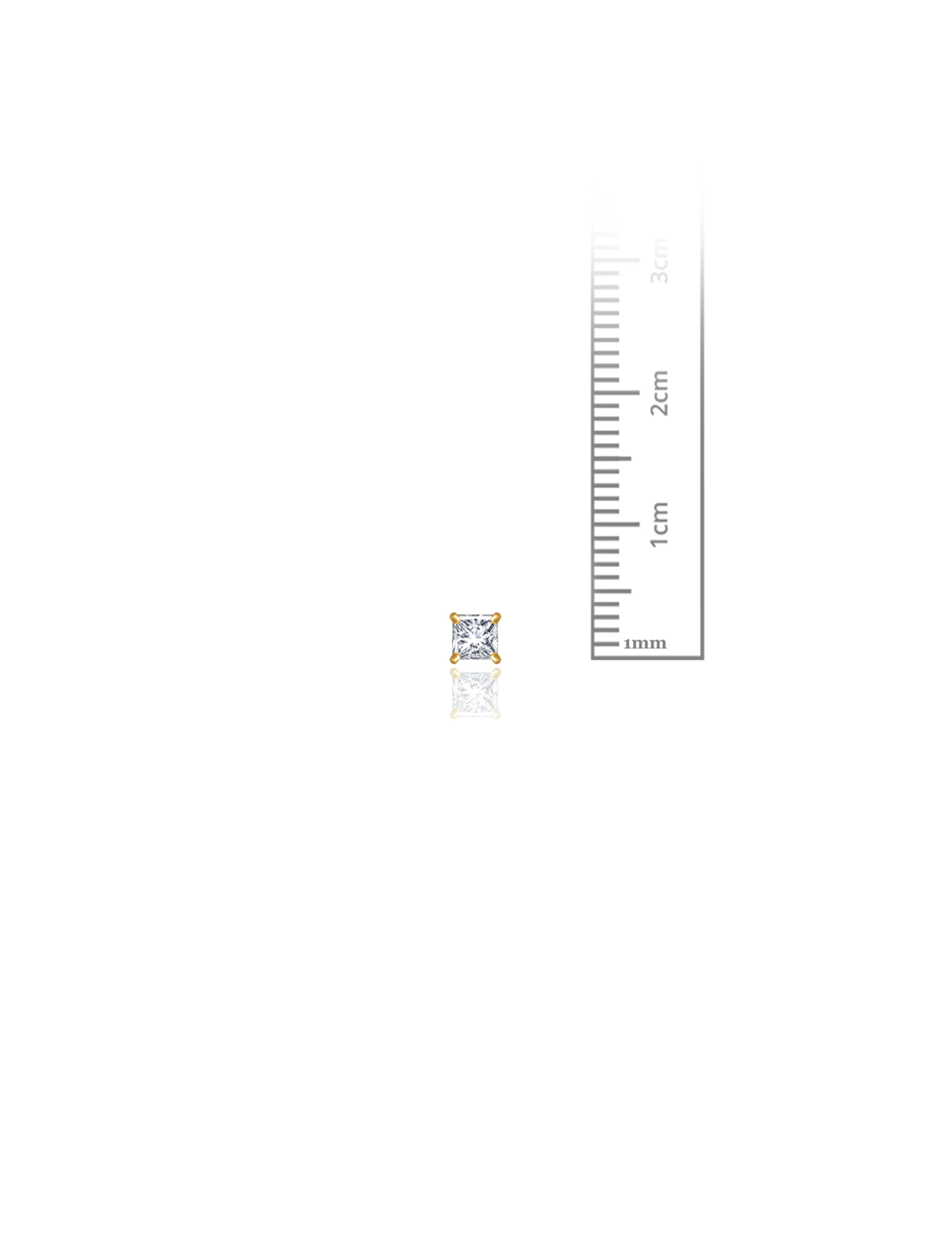 14K Yellow Gold 3MM Square CZ Pushback Stud Earrings