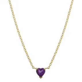 14k Yellow Gold Amethyst Heart Shape Necklace
