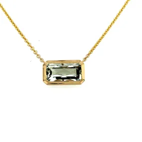 14K Yellow Gold Green Amethyst Necklace
