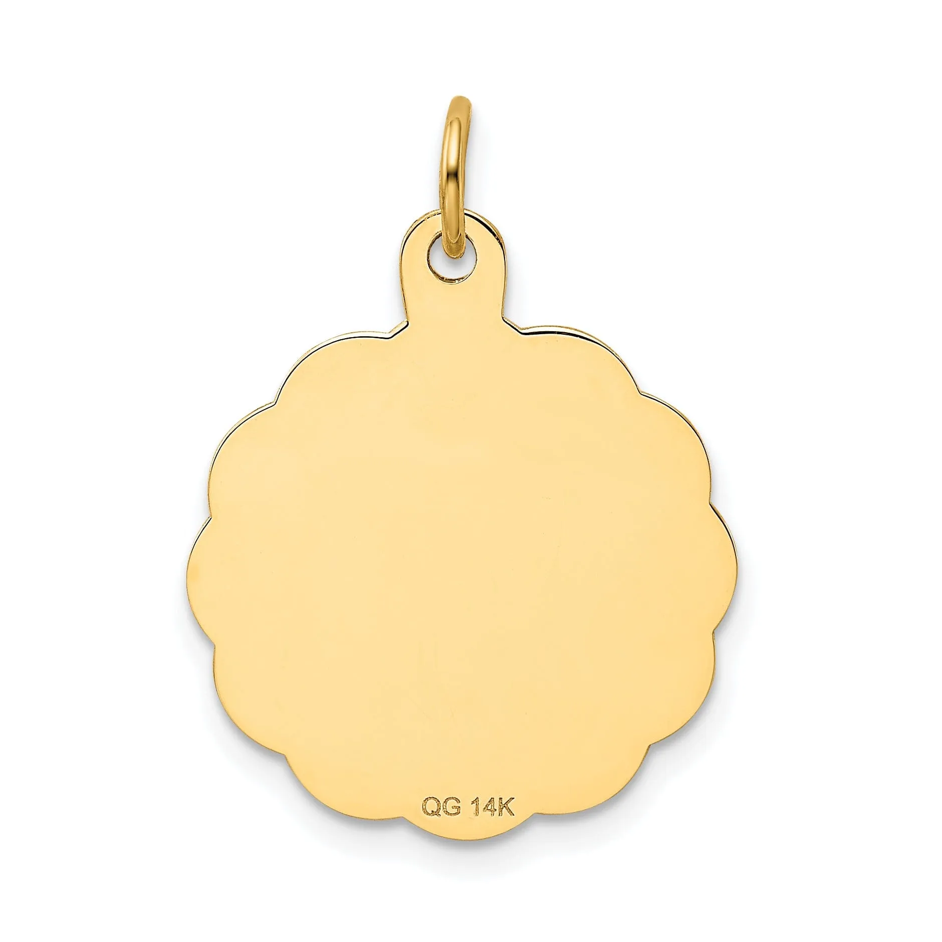 14K Yellow Gold Polished Brushed Mens Swimming Disc Charm Pendant