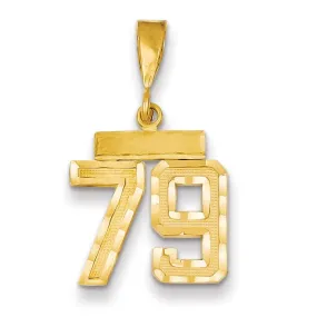 14k Yellow Gold Polished Diamond Cut Finish Small Size Number 79 Charm Pendant