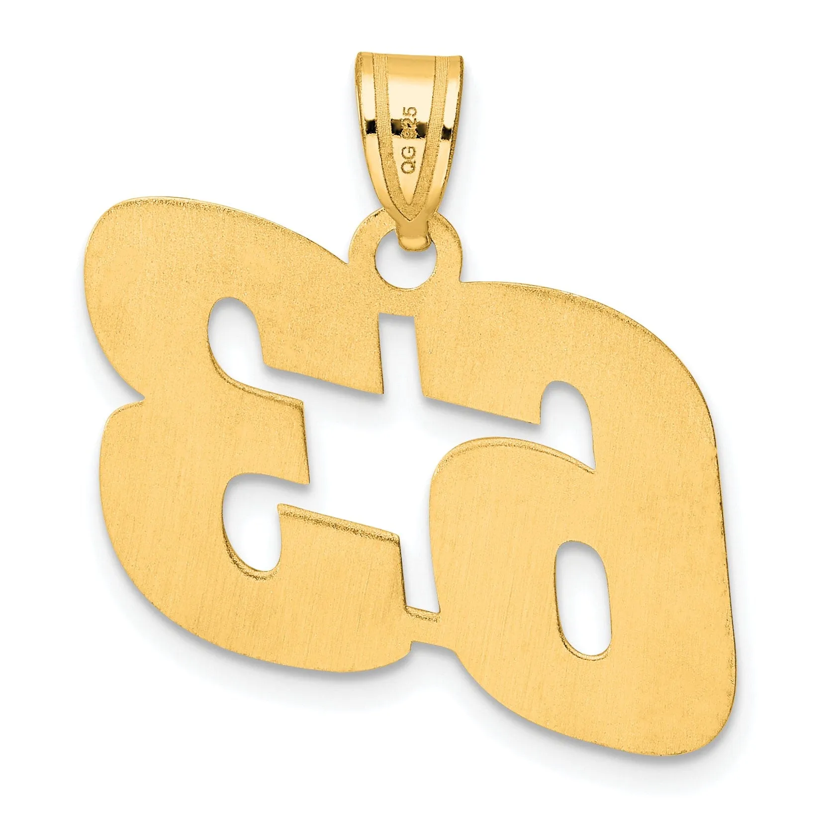 14k Yellow Gold Polished Finish Block Script Design Number 63 Charm Pendant