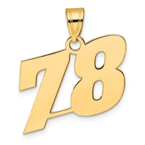 14k Yellow Gold Polished Finish Block Script Design Number 78 Charm Pendant