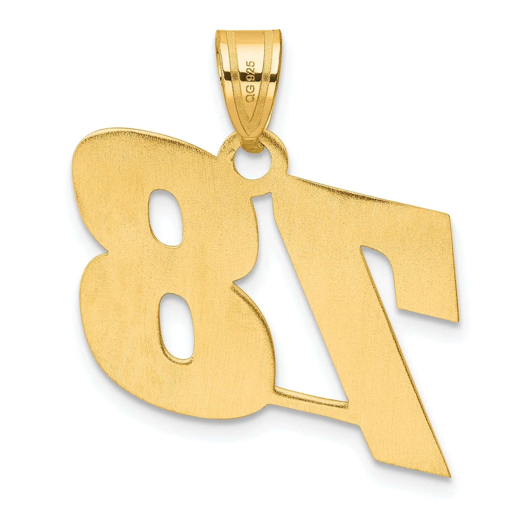 14k Yellow Gold Polished Finish Block Script Design Number 78 Charm Pendant