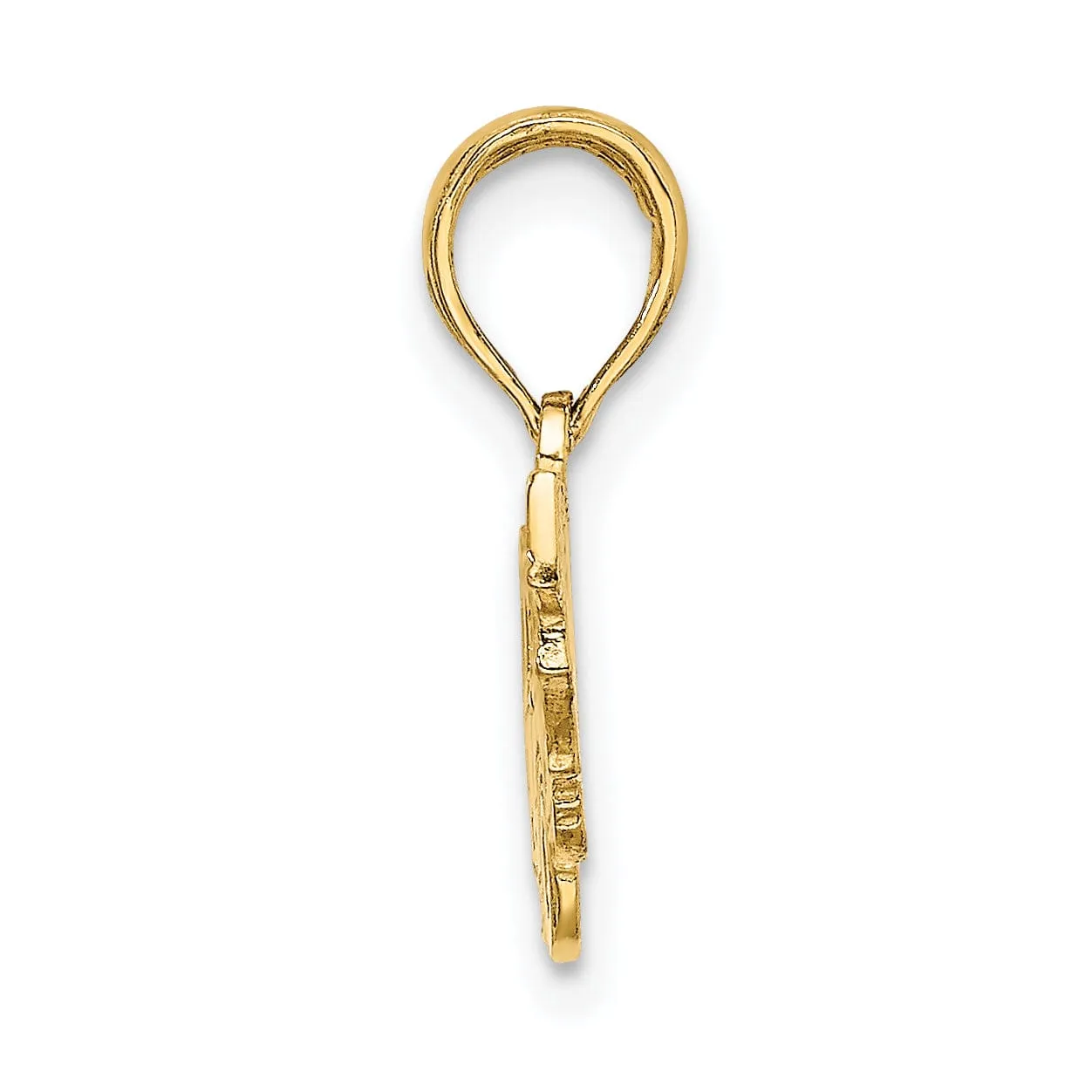 14k Yellow Gold Polished Textured Finish Ladder Fire Truck Charm Pendant