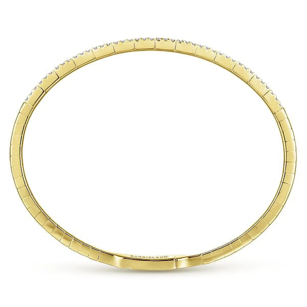 14K Yellow Gold Two Row Diamond Bangle - BG4009-62Y45JJ