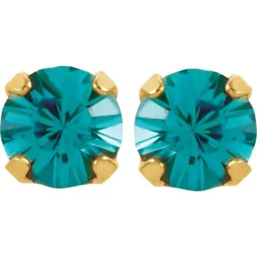 14K Yellow Imitation Blue Zircon Inverness® Piercing Earrings