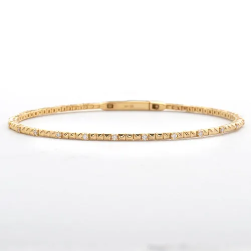 14KY 0.30CTW DIAMOND SINGLE ROW BEADED BANGLE