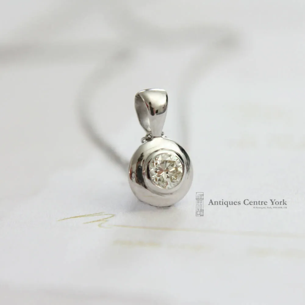 18ct White Gold Diamond Single Stone Pendant 0.20ct