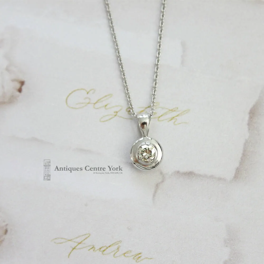 18ct White Gold Diamond Single Stone Pendant 0.20ct