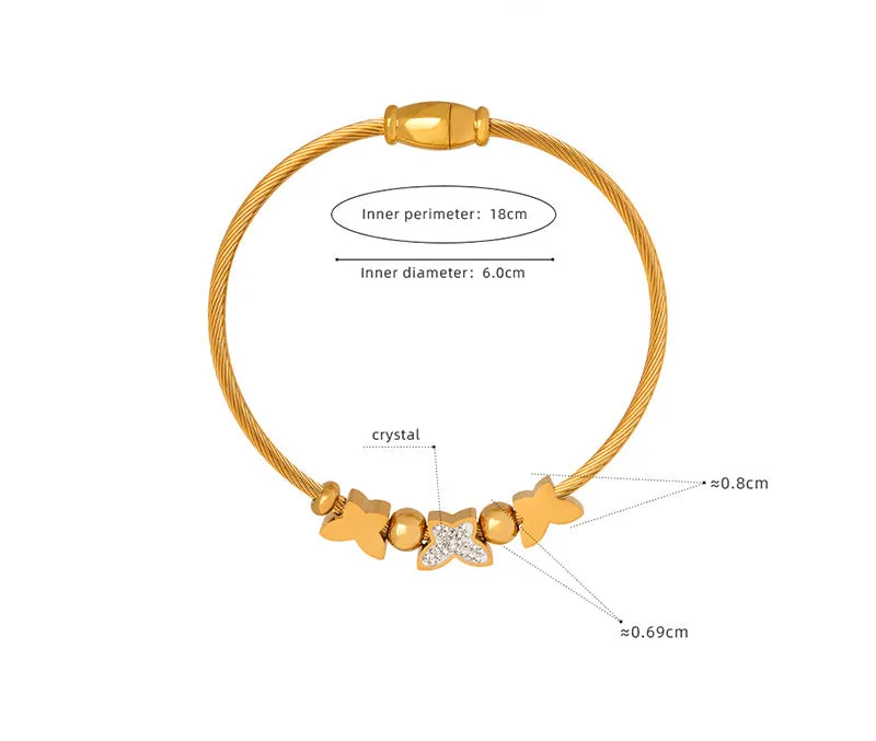 18K gold exquisite and noble heart-shaped/round/oval/eye/butterfly/ball bead design bracelet