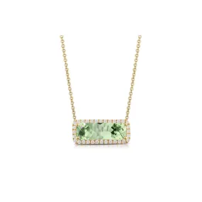 18kt Yellow Gold Diamond Necklace with Green Amethyst Center