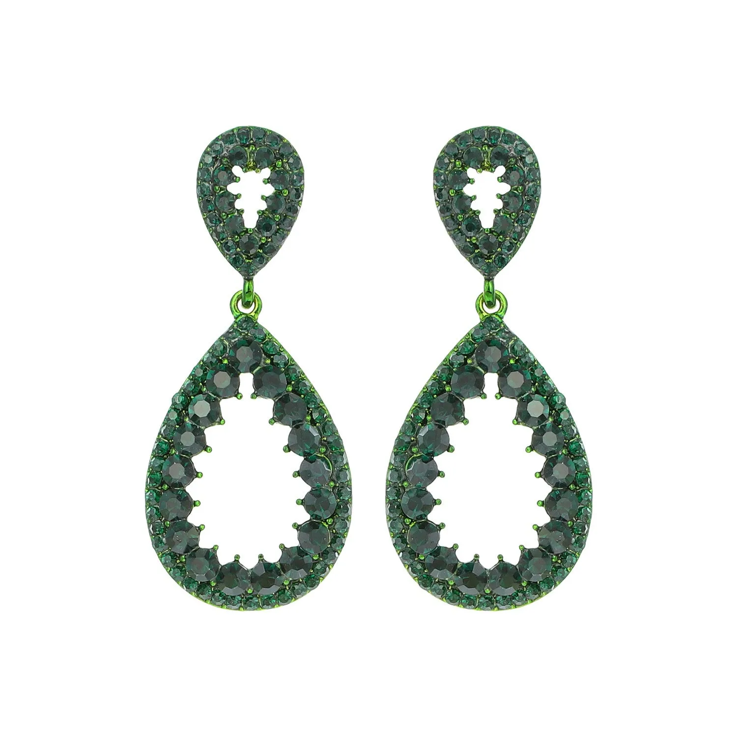 2 Tier Rhinestone Pear Teardrop Dangle Earrings
