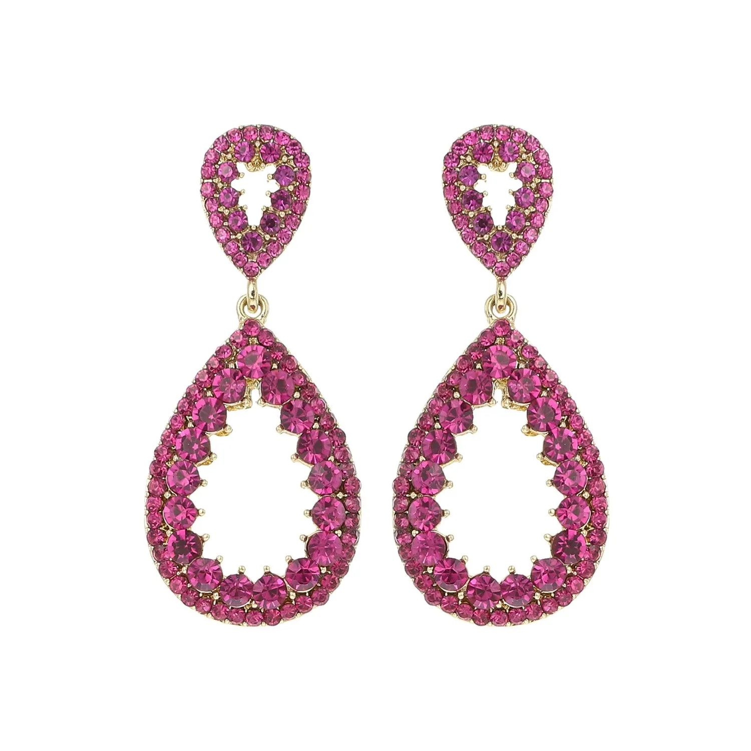 2 Tier Rhinestone Pear Teardrop Dangle Earrings