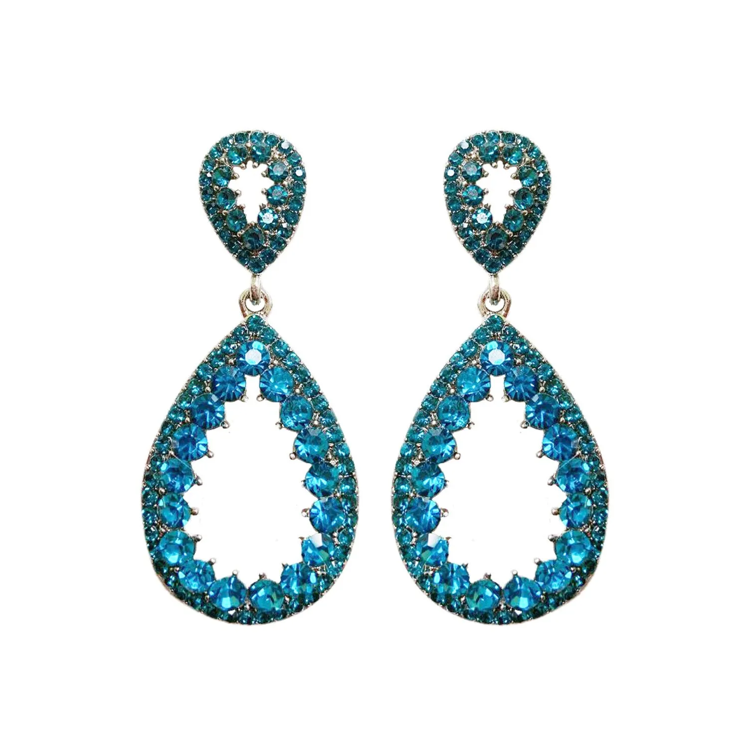 2 Tier Rhinestone Pear Teardrop Dangle Earrings
