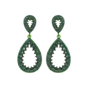 2 Tier Rhinestone Pear Teardrop Dangle Earrings