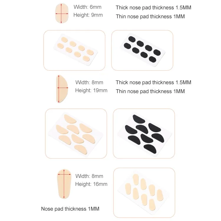20 PCS Glasses Nose Strip Soft EVA Sponge Nose Mat Comfortable No Pressure Mark Does Not Remove Makeup Anti-Height Eye Frame Nose(Skin Color  1.0mm)