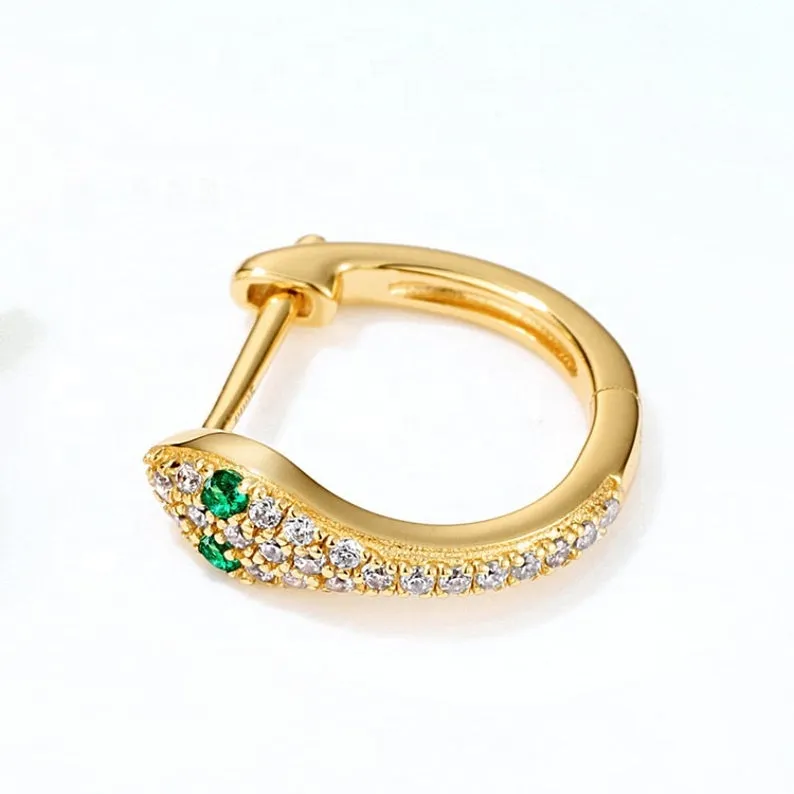 25 Sterling Silver and 18K Gold-Filled Zircon Snake Earrings
